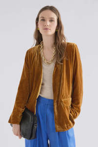 Jackets Coats: Elk Velvet Soft Blazer Jacket Golden
