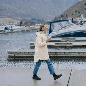 Moke Billie Raincoat Cream with Chocolate Houndstooth