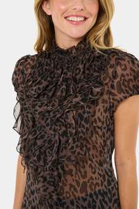 Clothing: Saint Tropez Lilja SS Shirt Chocolate Leopard