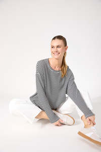 Haven Levi Stripe Long Sleeve T-Shirt Black
