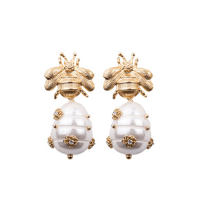 Jewllery: Mē the Label Pearl Bee Drop Earrings