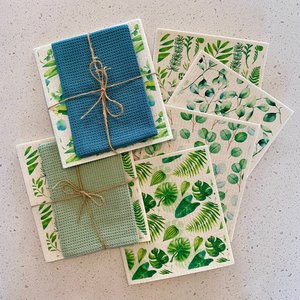 Sustainable Kitchen And Laundry Accessories: Eco-Friendly Kitchen Bundle – Tea Towel & Dish Cloths