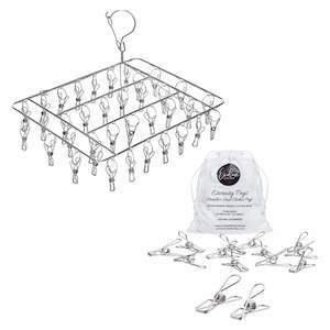 Stainless Steel Eternity Clothes Pegs: Bundle & Save - Silver Stainless Clothes Pegs & Peg Hanger