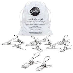 50PK Stainless Clothes Pegs - 40 Regular & 10 Large Pegs