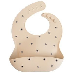 Silicone Baby Bib - Black Daisy