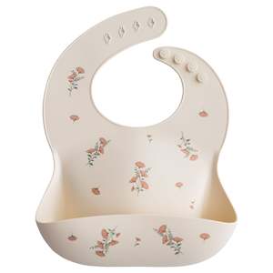 Bibs Bibs: Silicone Baby Bib - Pink Flowers