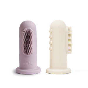 Mushie Baby Accesories: Mushie Finger Toothbrush - Soft Lilac/Ivory