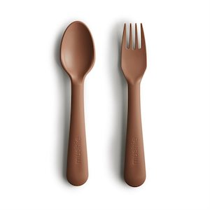 Dinnerware: Mushie Fork & Spoon Set - Caramel