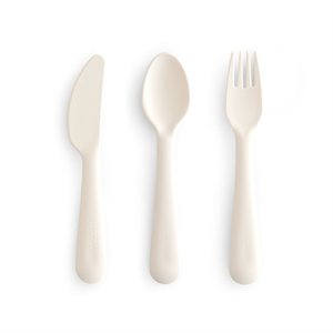 Mushie Fork Spoon Sets: Cutlery set (Knife Fork Spoon) - Ivory