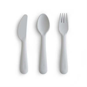 Mushie Fork Spoon Sets: Cutlery set (Knife Fork Spoon) - Cloud
