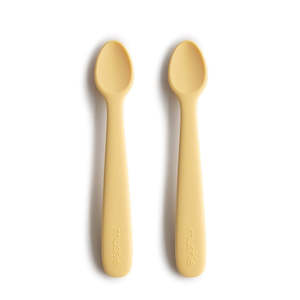 Mushie Fork Spoon Sets: Mushie Feeding Spoon - Pale Daffodil