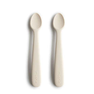 Mushie Fork Spoon Sets: Mushie Feeding Spoon - Ivory