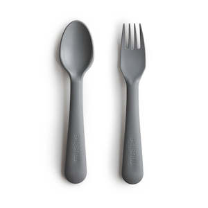 Mushie Fork Spoon Sets: Mushie Fork & Spoon Set - Smoke