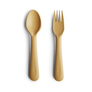 Mushie Fork Spoon Sets: Mushie Fork & Spoon Set - Mustard
