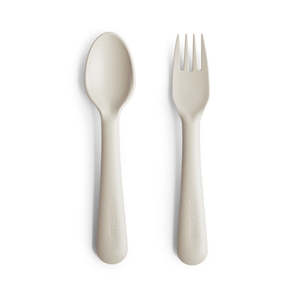 Mushie Fork Spoon Sets: Mushie Fork & Spoon Set - Ivory