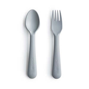Mushie Fork & Spoon Set - Cloud