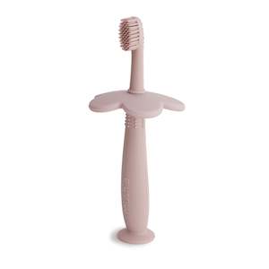 Mushie Finger Toothbrushes: Flower Training Toothbrush - Blush