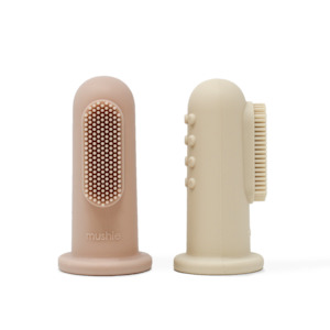 Mushie Finger Toothbrush - Blush/Shifting Sand