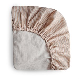 Mushie Crib And Bassinet Sheets: Mushie Crib/Bassinet Sheet - Natural Stripe