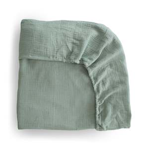 Mushie Crib And Bassinet Sheets: Mushie Crib/Bassinet Sheet - Roman Green
