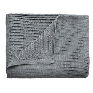 Mushie Knitted Baby Blankets: Knitted Blanket - Ribbed Grey Melange