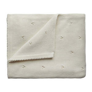 Mushie Knitted Baby Blankets: Knitted Blanket - Pointelle Ivory