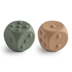 Mushie Press Toys: Dice Press Toy Dried Thyme/Natural (2-pack)