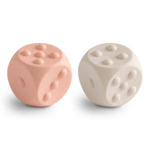 Mushie Press Toys: Dice Press Toy Blush/Shifting Sand (2-pack)