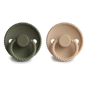 Rope Two Colour Packs: Rope Silicone Pacifier Croissant / Olive