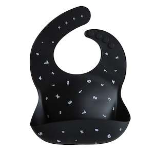 Bibs Placemats: Silicone Baby Bib - Black Numbers