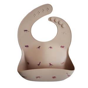 Silicone Baby Bib - Brown Safari (Tan)