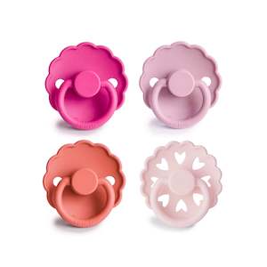 FRIGG 4-Pack Pacifiers - Round Silicone - Rosy Romance