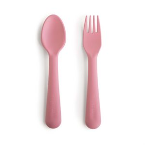 Dinnerware: Mushie Fork & Spoon - Dusty Rose