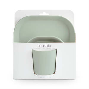 Dinnerware: Mushie Dinnerware Set - Square - Sage