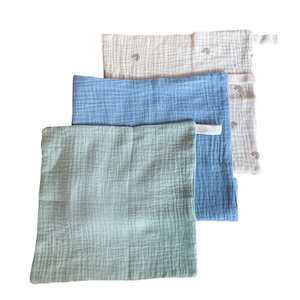 Bath Towels & Washcloths: Muslin Cloths 3pk: Sky Sage