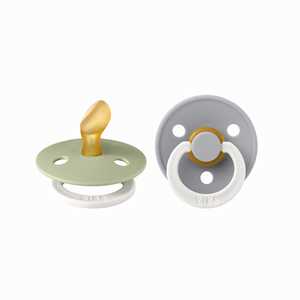 BIBS Anatomical GLOW Pacifier 2Pk Size 2 : Sage/Cloud