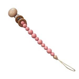 Holders For Pacifiers Teethers And Comforters: Silicone Pacifier Holder with Clip : Rose