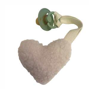 Holders For Pacifiers Teethers And Comforters: Boucle Pacifier Soother Holder Heart : Ivory