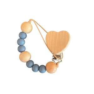 Holders For Pacifiers Teethers And Comforters: Silicone Pacifier Holder Heart with Clip : Midnight