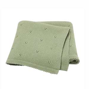 New: Cotton Pointelle Baby Blanket : Sage