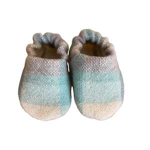 Baby Booties And Slippers: Vintage Wool Booties 0-6Mth: Mauve & Blue