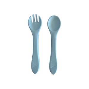 Silicone Dinnerware: Silicone Two Piece Cutlery Set : Sky