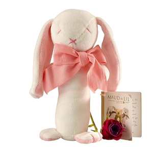 Organic Cotton Stick Rattle - Rose the Pink Bunny