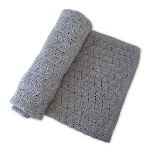 Merino Vintage Baby Blanket - Marl Grey