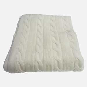 Wool Collection: Merino Cable Baby Blanket : Winter White