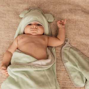 Bamboo Hooded Towel & Wash Cloth: Surf