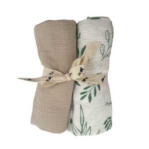 Muslin Cotton Wrap 2 Pk: Oat Fern
