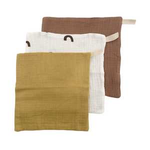 Muslin Cloths 3pk: Cocoa Ochre