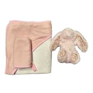 All: Gift Box : Rose Hooded Towel Set & Mini Pink Bunny