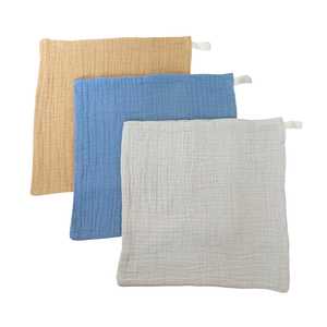 Muslin Cloths 3pk: Ochre Denim Natural
